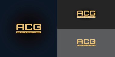 Abstract Initial letter ACG in gold color isolated on multiple background colors. The logo is applied for construction, property, real estate, and mortgage business logo design inspiration template clipart