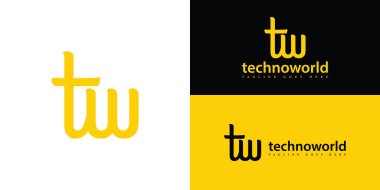 Soyut ilk harf TW veya WT logosu birden fazla arkaplan renginde izole edilmiş sarı renkli. Logo, iş ve teknoloji şirketi simgesi logo tasarım şablonları için uygundur.