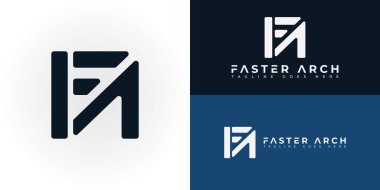 Abstract initial square letter FA or AF logo in deep blue color isolated on multiple background colors. The logo is suitable for marketing agency company icon logo design inspiration templates. clipart