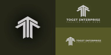 Birden fazla arkaplan renginde izole edilmiş gümüş-beyaz renkli ET logosu. Logo emlak şirketinin logosu için uygun ilham şablonları..