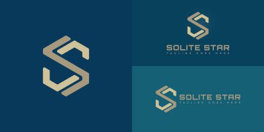 Soyut ilk altıgen harfler S veya SS logosu birden fazla arkaplan renginde izole edilmiş altın rengi. Logo emlak şirketi logosu vektör tasarımı illüstrasyonu için uygun.