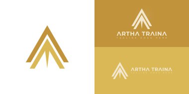 Soyut ilk üçgen harfler AT veya TA logosu birden fazla arkaplan renginde izole edilmiş sarı renkli. Logo, yönetici koçluk uygulaması logo vektör tasarımı illüstrasyonu için uygundur.