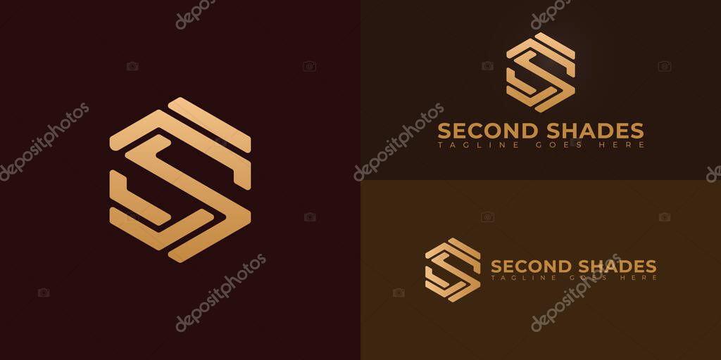 Abstract initial hexagon letter S or SS logo in gold color isolated on multiple background colors. The logo is suitable for horse training business logo vector design illustration inspiration template