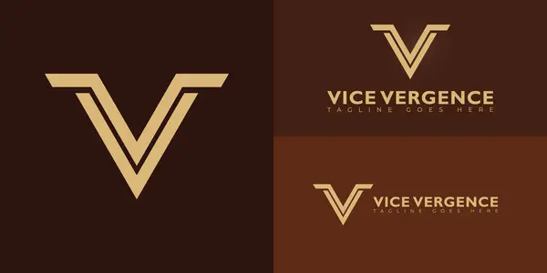 stock vector Abstract initial triangle letter V or VV logo in gold color isolated on multiple background colors. The logo is suitable for construction company logo design inspiration templates.