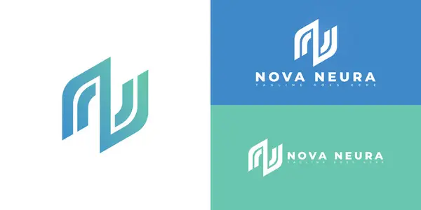 stock vector Abstract initial letter N or NN in green-blue color isolated on multiple background colors. The logo is suitable for AI app security startup logo design inspiration templates.