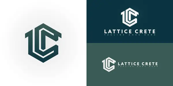 stock vector Abstract hexagon initial letter LC or CL in blue-green color isolated on multiple background colors. The logo is suitable for modern concrete construction company logo design inspiration templates.