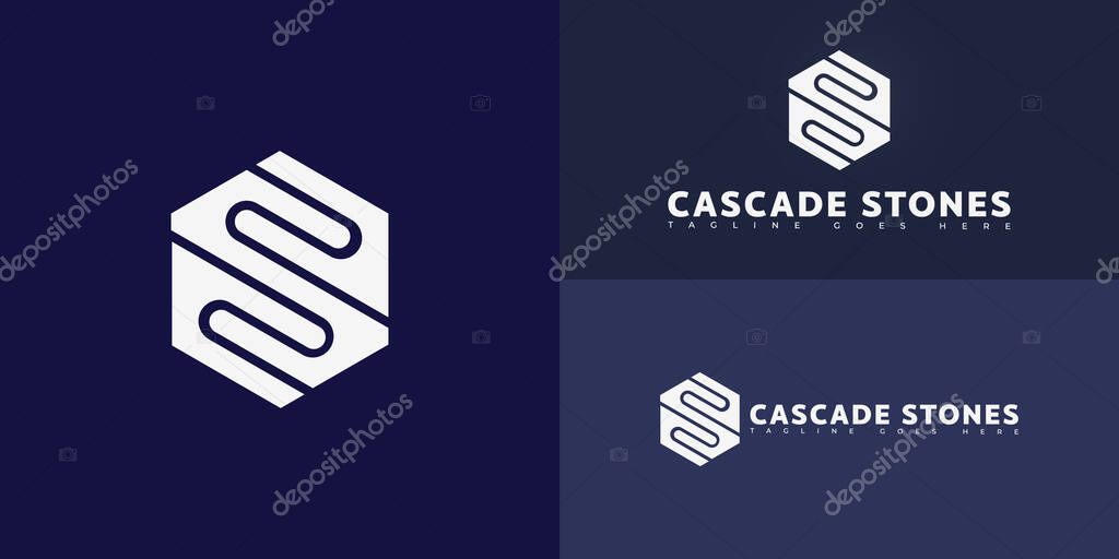 Modern hexagon vector initial letter CS or SC logo in white color isolated on black background colors. The logo is suitable for property developer logo design inspiration templates.