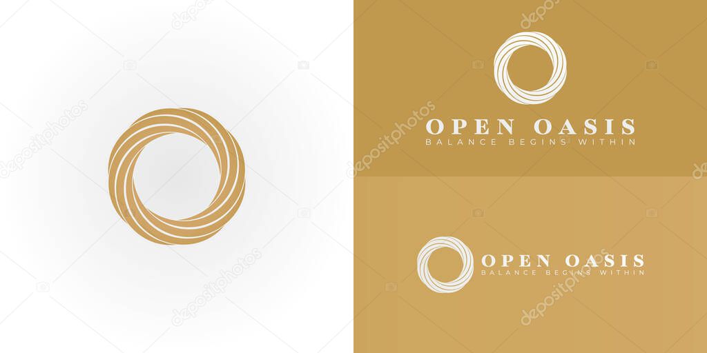 The refined emblem displays two interconnected circular forms, abstractly representing the initials OO through a flowing, swirling design. Specifically created for the Health and Wellness sector