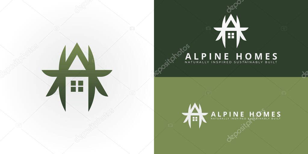 The logo uniquely blends the ideas of home and nature, making it perfect for an eco-conscious real estate and development company. A stylized building is seamlessly integrated with leaf-like elements.