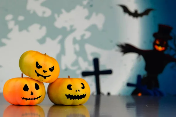 Concetto Halloween Composizione Con Zucche Altro — Foto Stock