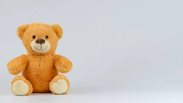 Teddybeer Met Beker Witte Achtergrond — Stockfoto