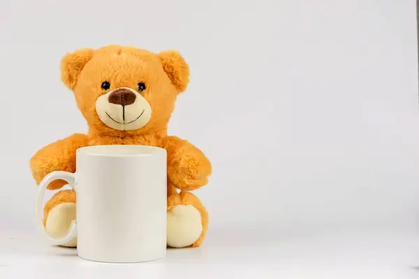 Teddy Bear Cup White Background — Stock Photo, Image