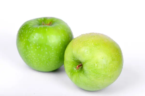 Πράσινο Μήλο Απομονωμένο Λευκό Φόντο Κλείσιμο Του Φρέσκου Πράσινου Μήλου — Φωτογραφία Αρχείου