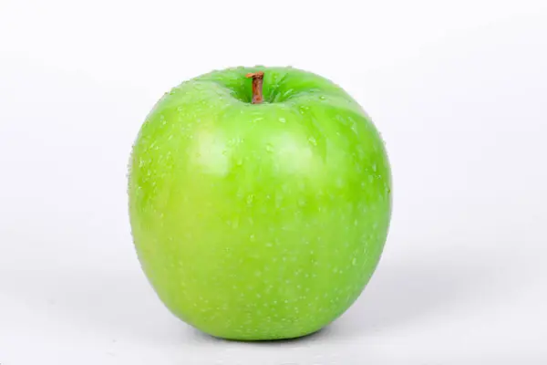 Grönt Äpple Isolerad Vit Bakgrund Närbild Färska Gröna Äpplen — Stockfoto