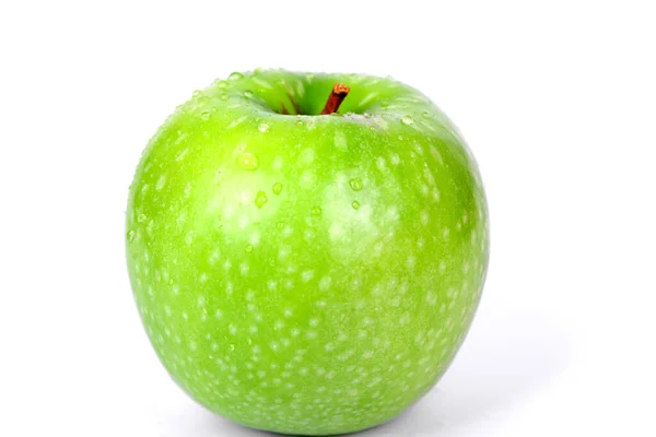 Zielone Jabłko Białym Tle Zbliżenie Świeże Zielone Jabłko — Zdjęcie stockowe