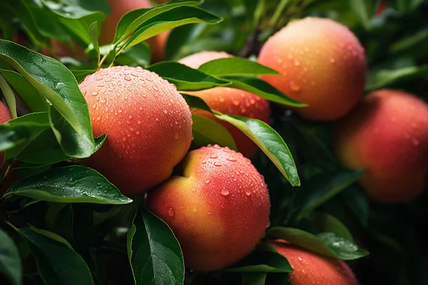 bright delicious juicy peaches, peach background. High quality photo