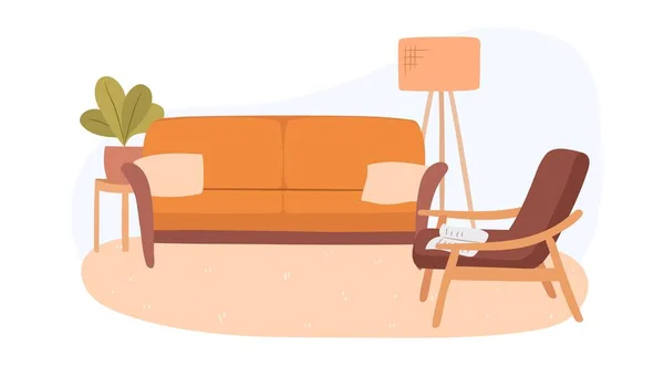 Living Room Therapists Office Concept Cozy Scandinavian Interior Vector Illustration — Stock Vector
