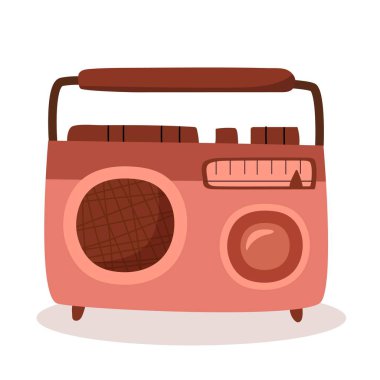 Retro FM radyo alıcısı beyaz üzerine izole edildi.