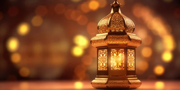 Arabic lantern of ramadan celebration background 3d illustration. generative ai