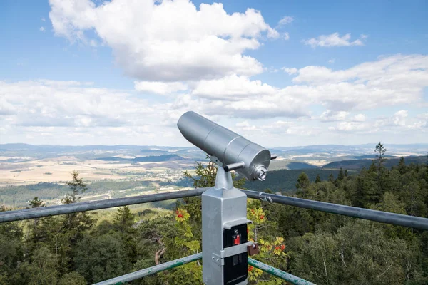 Binoculars Installed Mountains Tourists Can Observe Sights — Foto Stock