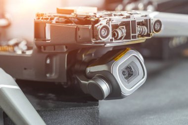 Disassembled quadcopter after a fall, quadcopter repair