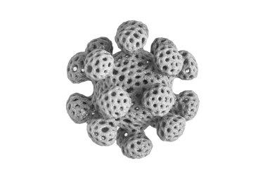 Beyaz izole arkaplanda yakın plan koronavirüs molekülü