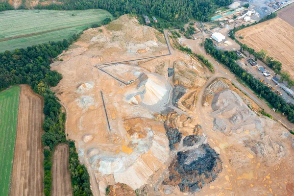Titanium-magnesium quarry, metal mining in a quarry, top view