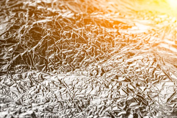 Τσαλακωμένο Φύλλο Φύλλου Αργύρου Υφή Γυαλιστερού Θρυμματισμένου Φύλλου Τεμαχίων — Φωτογραφία Αρχείου