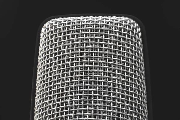 Bir Mikrofon Şebekesine Yakın Çekim Ses Kaydı Için Mikrofon — Stok fotoğraf