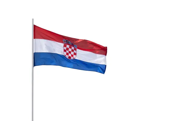 Kroatiska Flaggan Fladdrar Vit Isolerad Bakgrund — Stockfoto