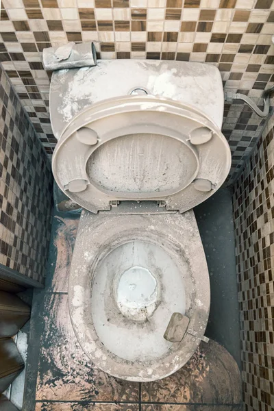 Very Dirty Toilet Dust Dirt Abandoned Toilet Unsanitary Conditions Stock Picture