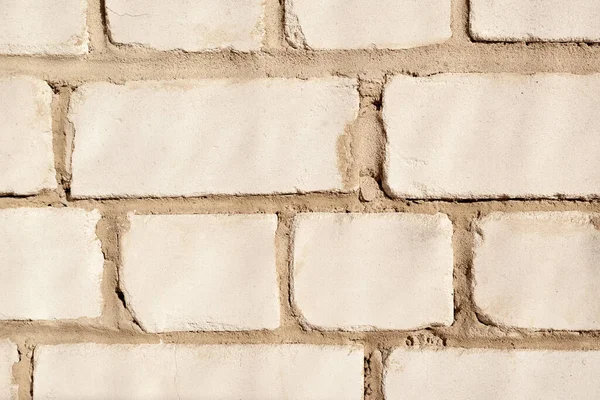 Light Beige Natural Clumsy Rough Brick Wall Uneven Cement Seams — Stock Photo, Image