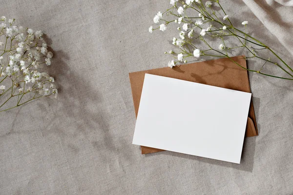 Negócios Pastel Elegante Modelo Marca Cartão Papel Branco Com Espaço — Fotografia de Stock