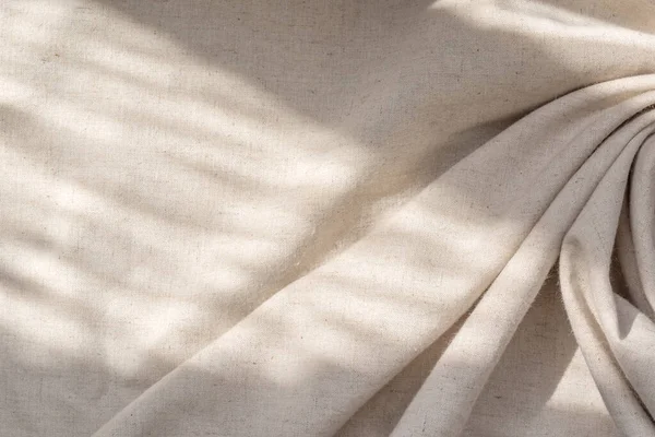 Fundo Têxtil Natural Estético Com Uma Sombra Luz Solar Abstrata — Fotografia de Stock