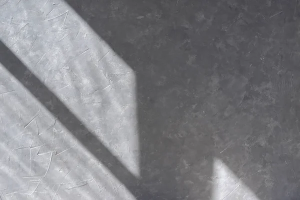Empty Gray Concrete Wall Texture Geometric Window Silhouette Sun Light — Stock Photo, Image