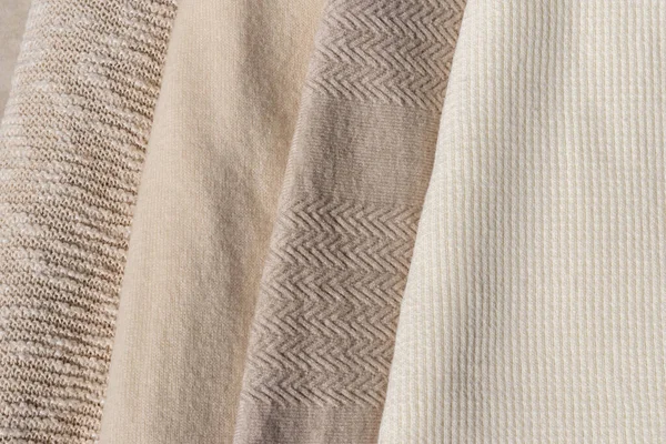 Beige Taupe Hellbraun Cremefarbene Wolle Baumwoll Und Kaschmir Mischstrickpullover Warme — Stockfoto