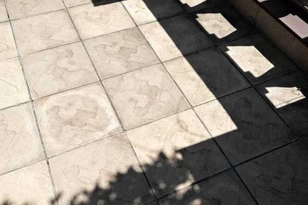 Aesthetic Modern Porch Floor Neutral Beige Tile Pattern Geometric Lifestyle — Stock Photo, Image