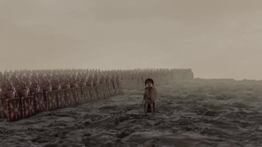 Savaş meydanında lejyonuyla bekleyen bir Romalı Centurion.