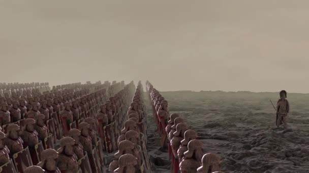 Roman Legion Standing Battle Formation Ready War — Stock Video