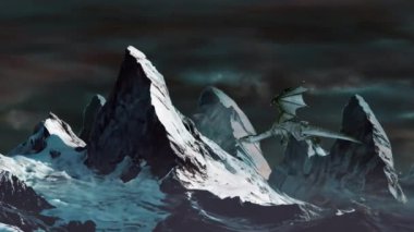 Karlı Dağ Arkaplanı 'nda Ejderha Uçuyor