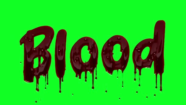 Sangue Sangrento Logotipo Gotejamento Sangue Uma Tela Verde Videoclipe