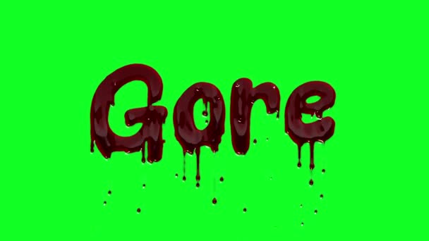 Bloody Gore Logo Dripping Blood Green Screen Stock Video