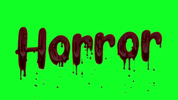 Bloody Horror Logo Goteando Sangre Una Pantalla Verde Video de stock libre de derechos