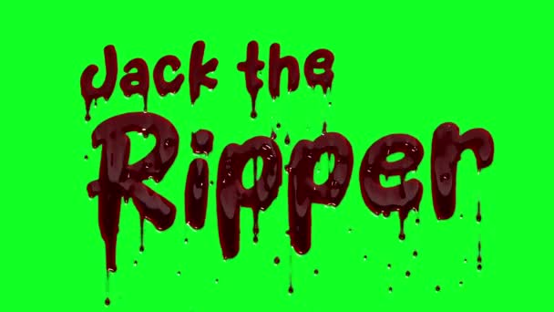 Bloody Jack Ripper Logo Dripping Blood Green Screen — Stock Video