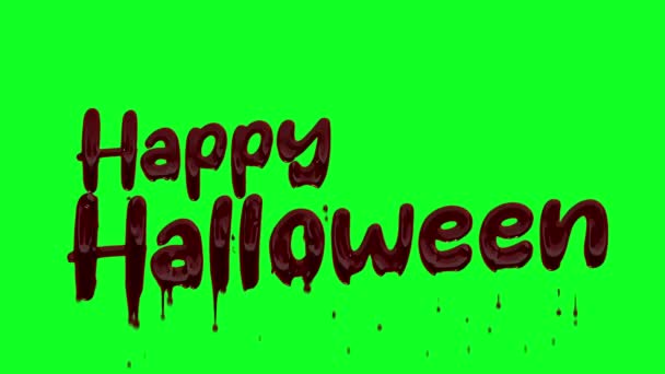 Bloody Happy Halloween Dripping Blood Green Screen Stok Video Bebas Royalti