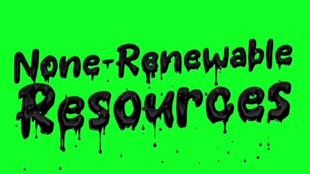 None Renewable Resources Black Dripping Liquid Text Alpha Channel — Stock Video