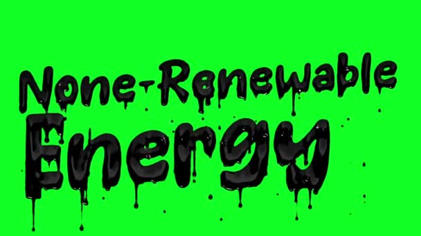 None Renewable Energy Black Dripping Liquid Text Alpha Channel — Stock Video