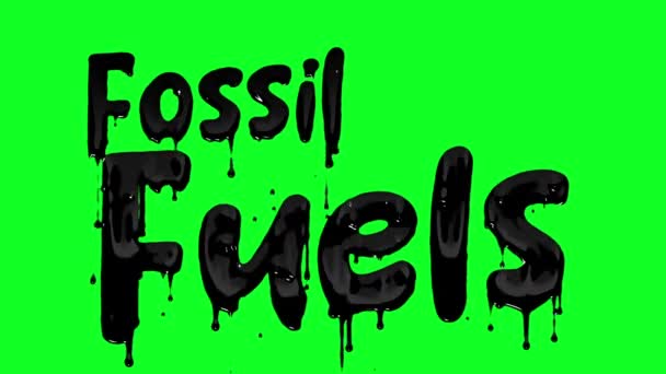 Fossil Fuels Black Dripping Liquid Text Alpha Channel Stock Footage