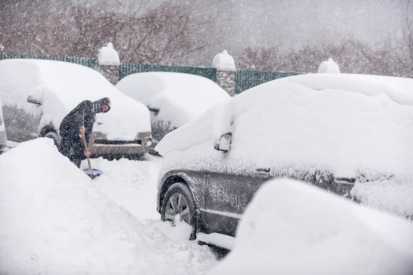 Heavy Snowfall City Ukraine Kyiv December 2019 Stock Photo