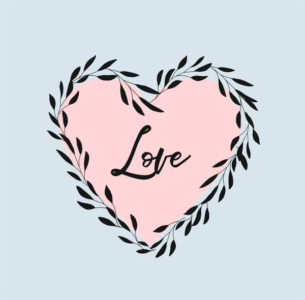 Láska Srdce Tvar Vzor Květinový Styl Valentines Nebo Matky Den — Stockový vektor